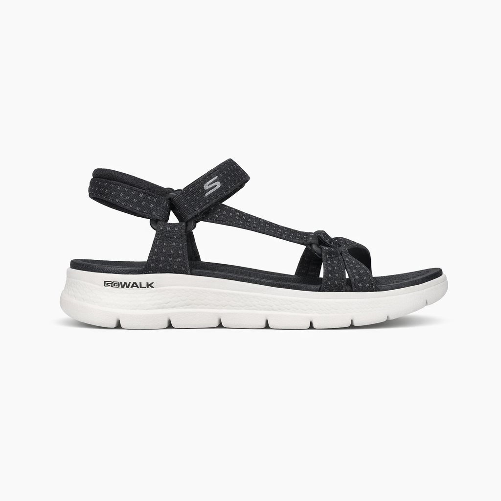 Skechers GO WALK FLEX SANDAL - SUBLIME Womens Ankle Strap Sandals Black/White