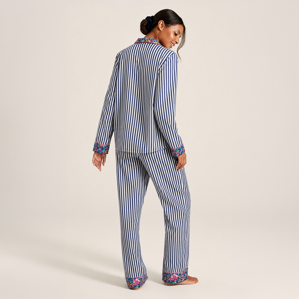 Joules Y97370 ALMA Ladies Pyjama Set Navy/White Stripe Womens Pyjama Set Navy/White Stripe