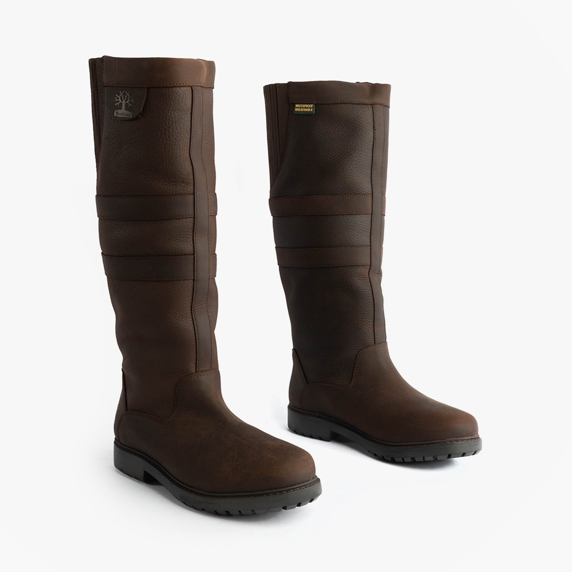 Woodland HAILEY Womens Leather Gusset Country Boots Dark Brown