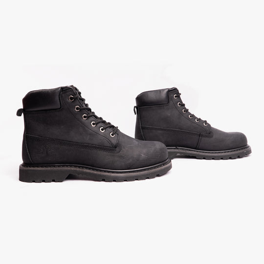 Woodland RICK Mens Waxy Leather Work Boots Black