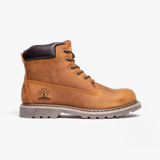 Woodland RICK Mens Crazy Horse Leather Work Boots Light Brown