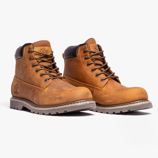 Woodland RICK Mens Crazy Horse Leather Work Boots Light Brown