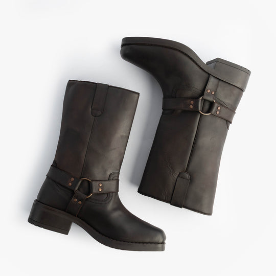 Woodland HIGH HARLEY Mens Leather Western Boots Dark Brown