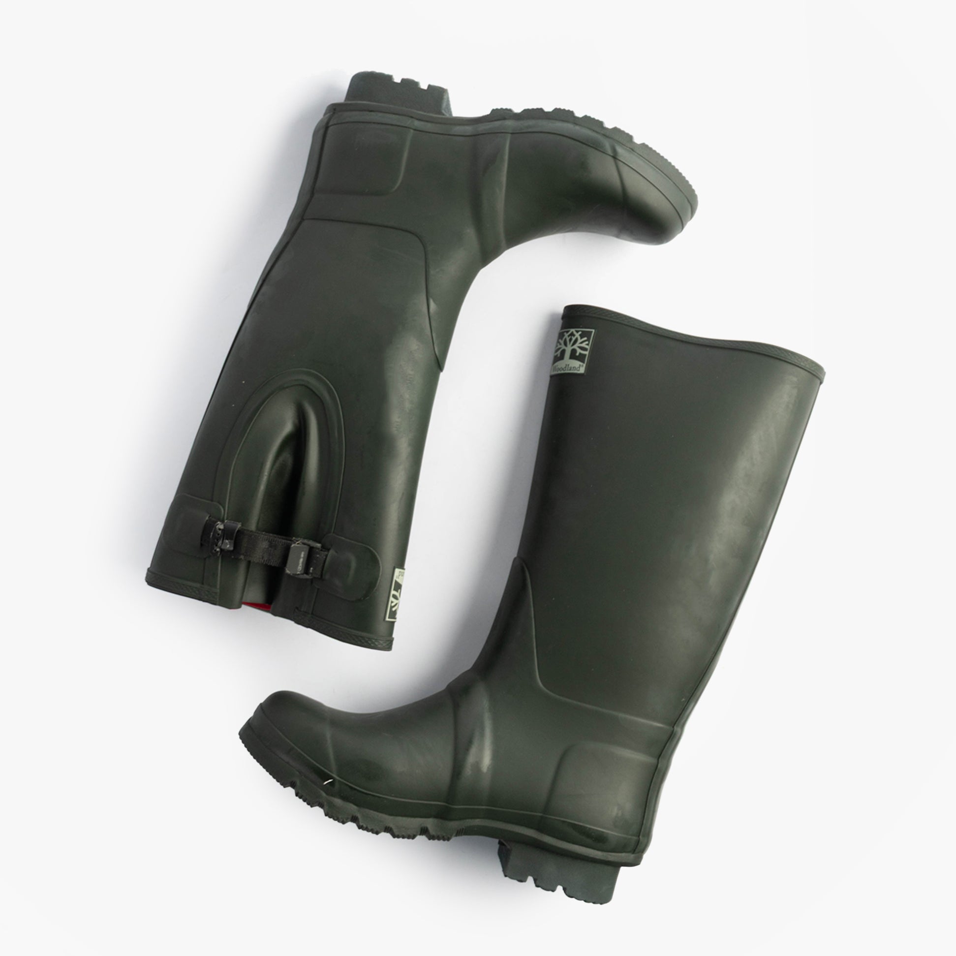 Woodland NEOPRENE Gusset Unisex Buckle Wellington Boots Olive Green