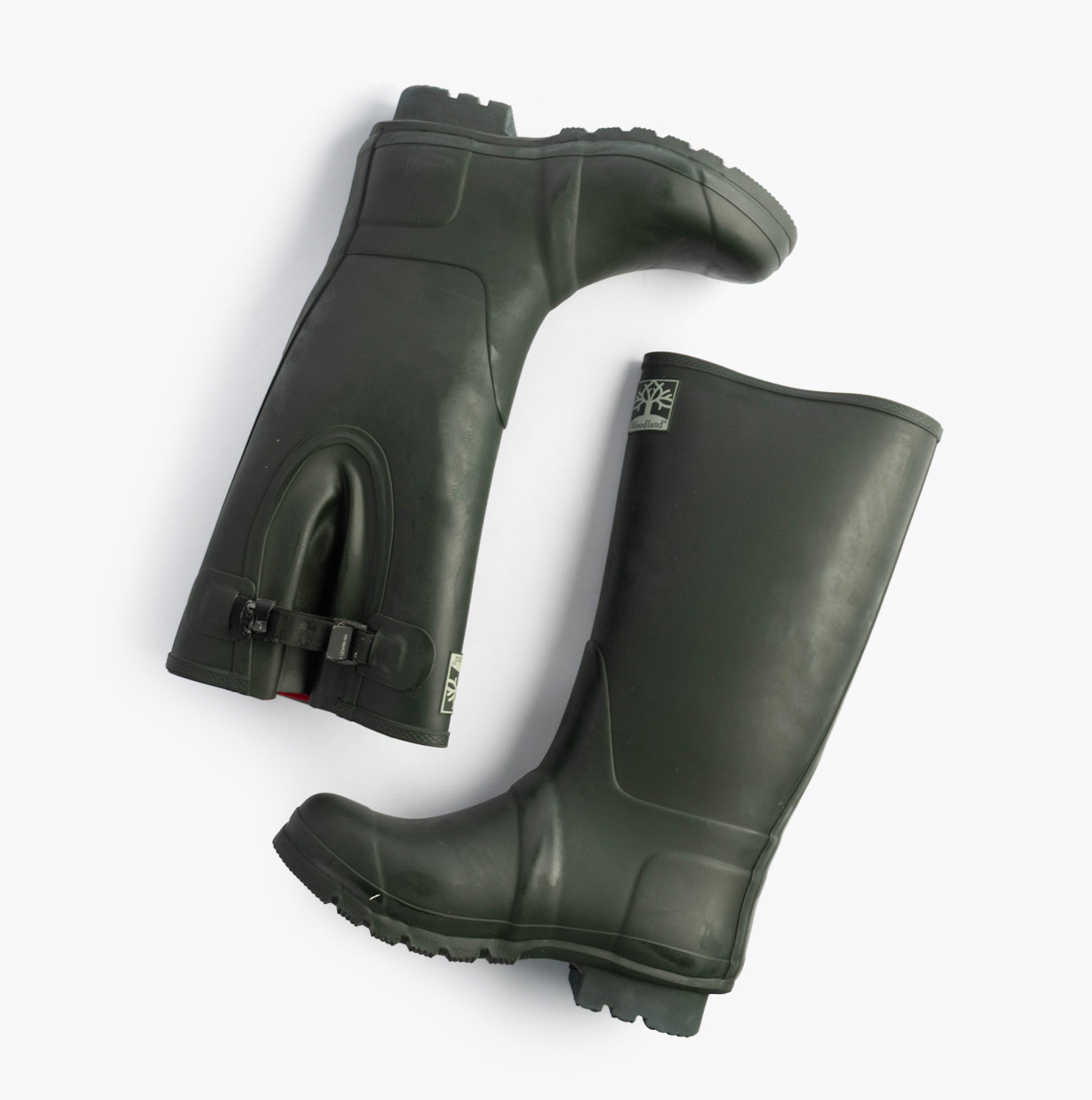 Woodland NEOPRENE Gusset Unisex Buckle Wellington Boots Olive Green