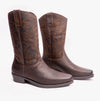 Wrangler TEXAS II HI Mens Leather Calf Length Cowboy Boots Dark Brown