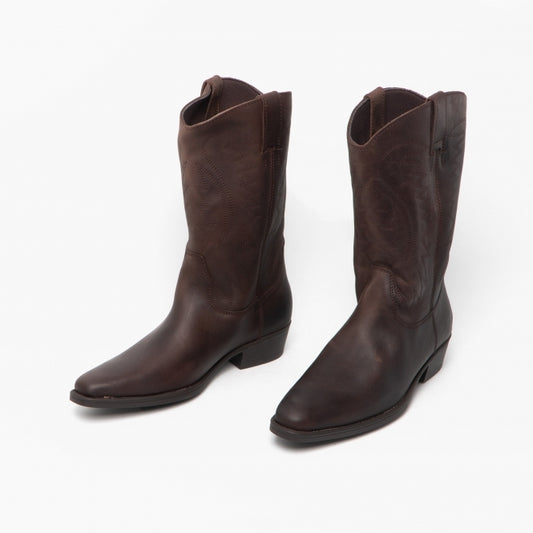 Wrangler TEXAS HI Mens Cowboy Boots Dark Brown