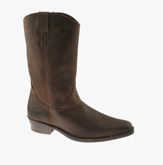 Wrangler TEXAS HI Mens Cowboy Boots Dark Brown