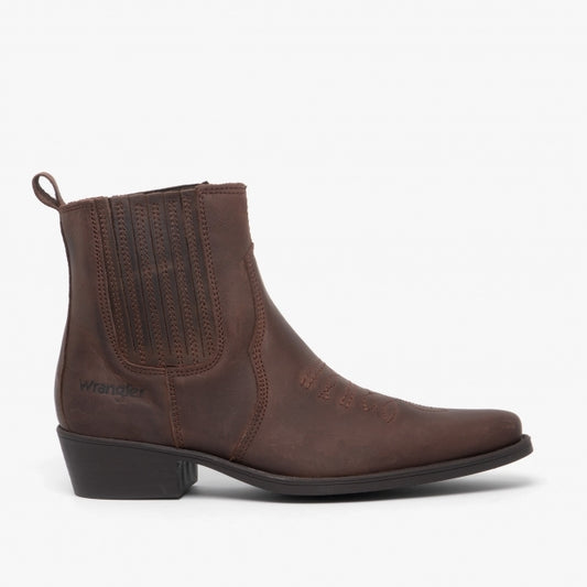 Wrangler TEXAS MID Mens Cowboy Boots Dark Brown