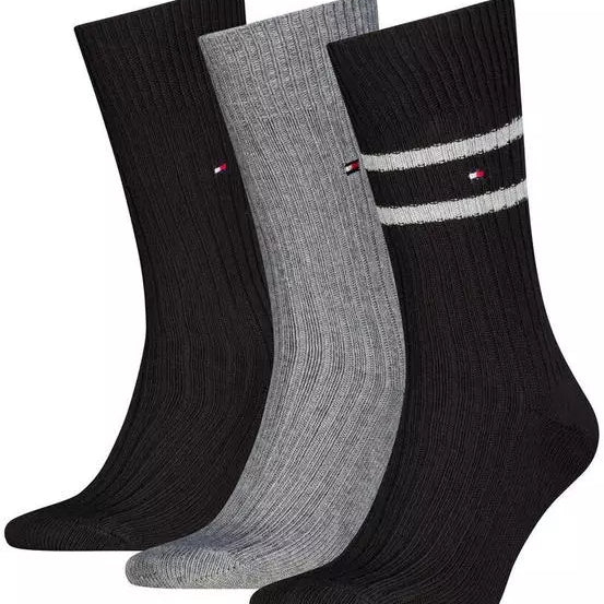Tommy Hilfiger 3 Pack Giftbox Bootsock Mens Crew Socks Black