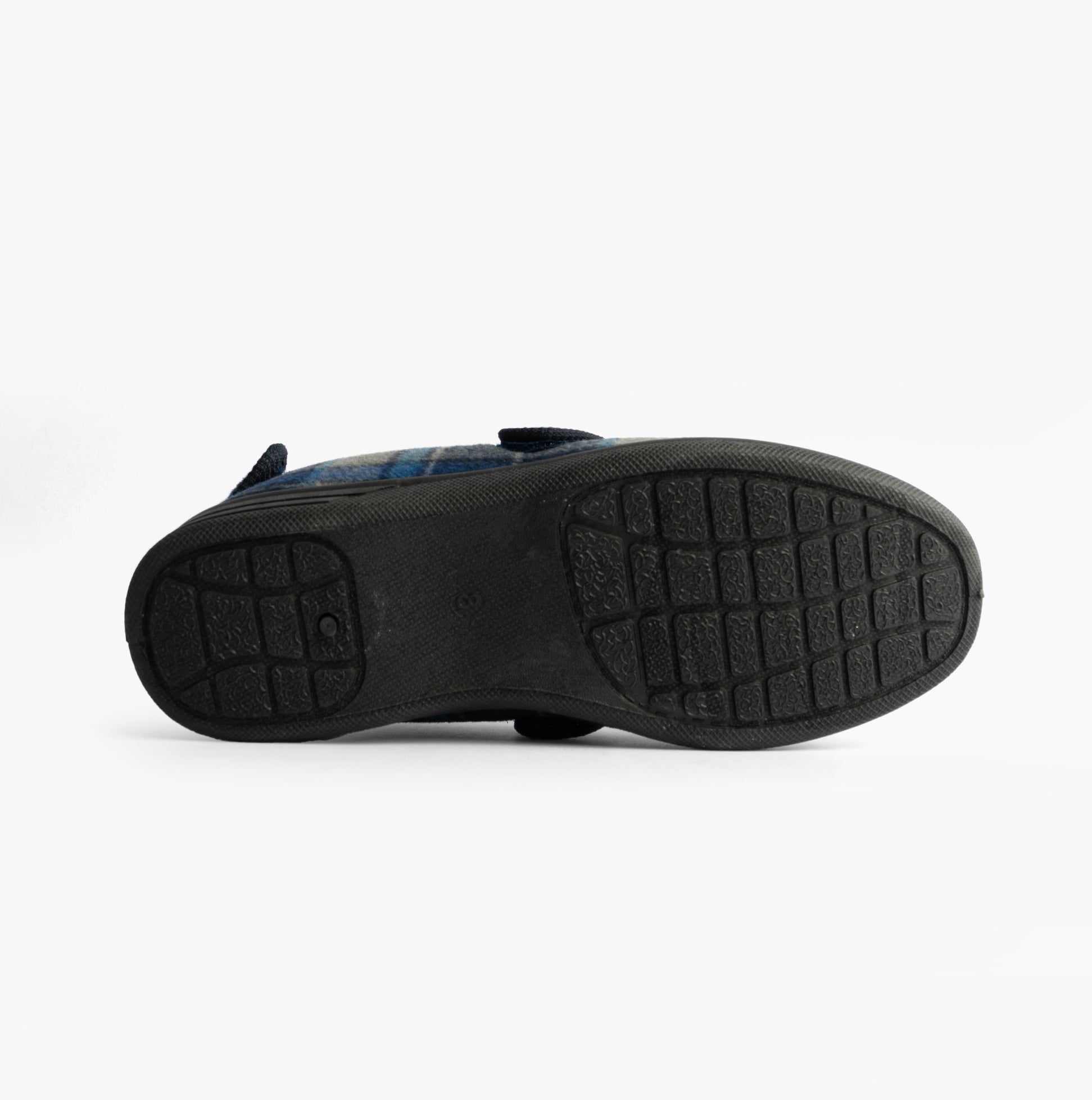 Zedzzz PETER Mens Touch Fasten/Velcro Slippers Navy Blue Check