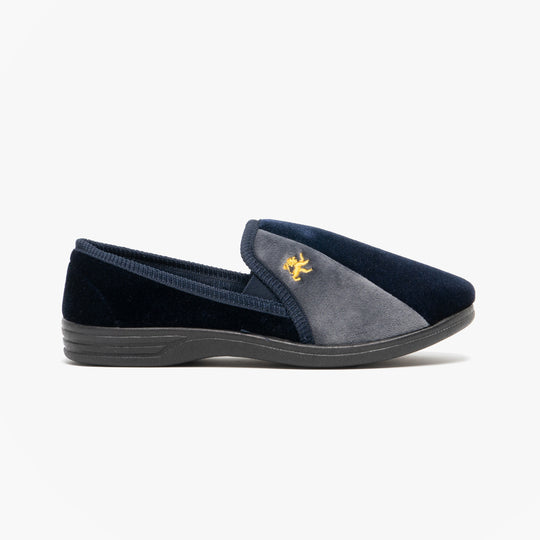 Zedzzz AARON Mens Full Slippers Navy/Grey