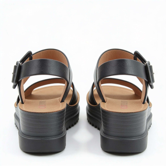Heavenly Feet PISTACHIO Womens Ankle Strap Sandals Black