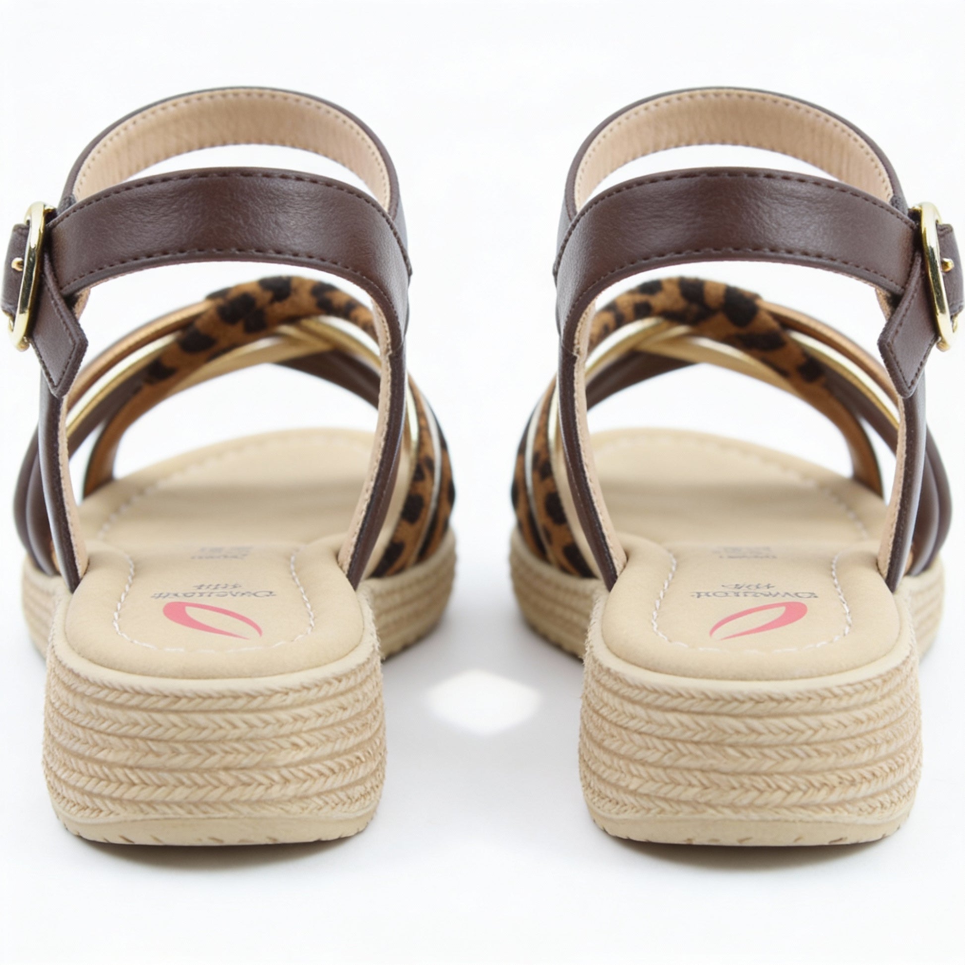 Heavenly Feet SYMPHONY Womens Ankle Strap Sandals Chocolate/Leopard