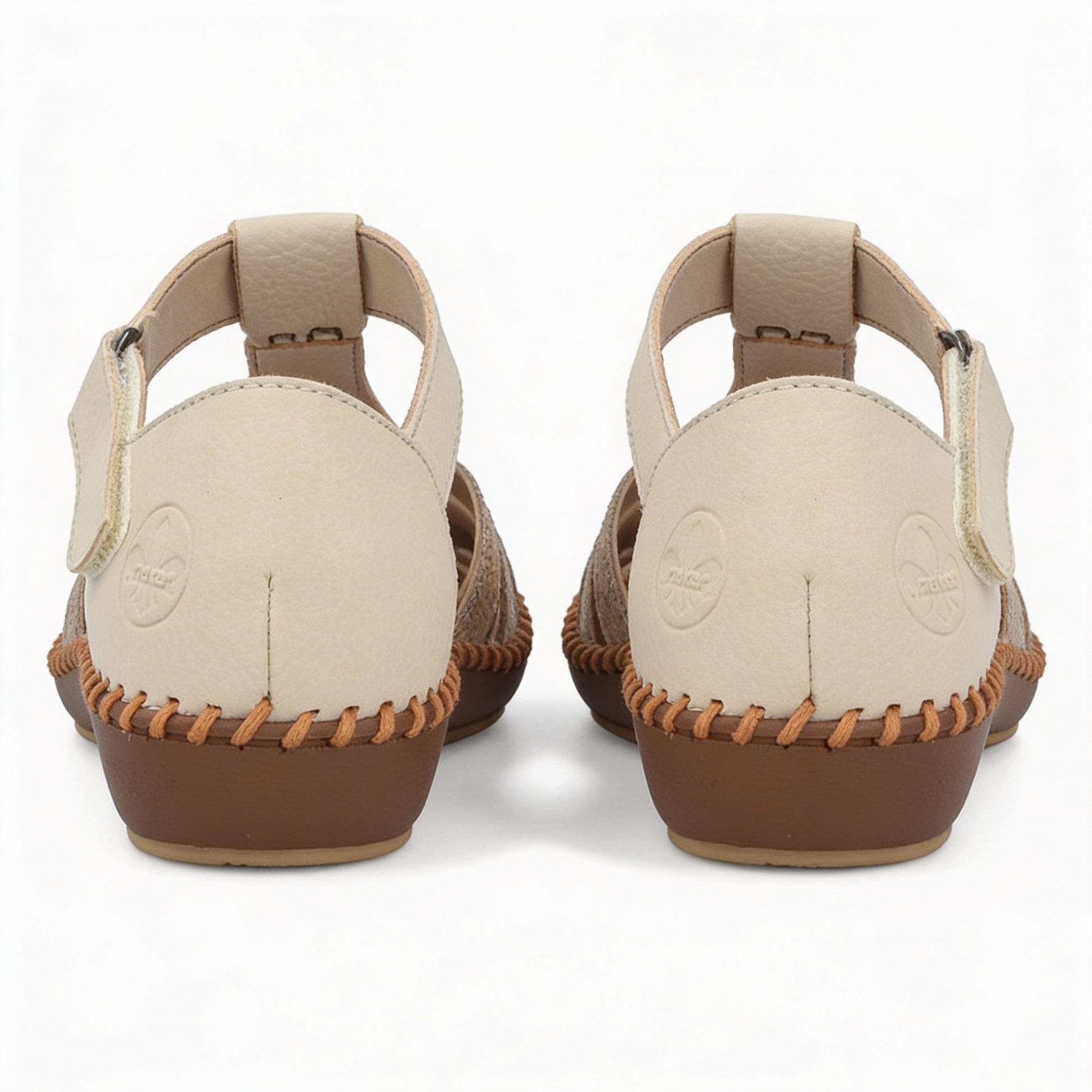Rieker M1655 Womens Ankle Strap Sandals Cream