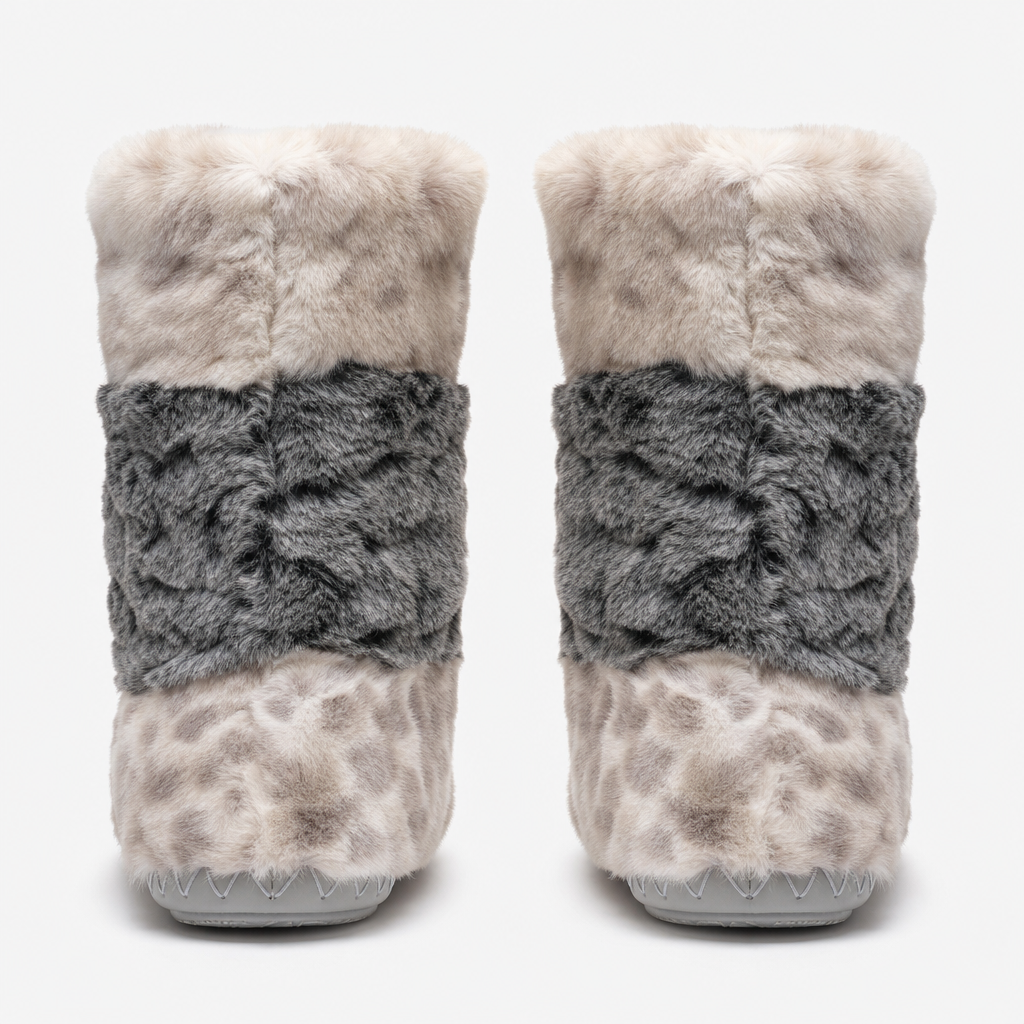 Bedroom Athletics FLORENCE Womens Slipper Boots Patchwork Grey Leopard