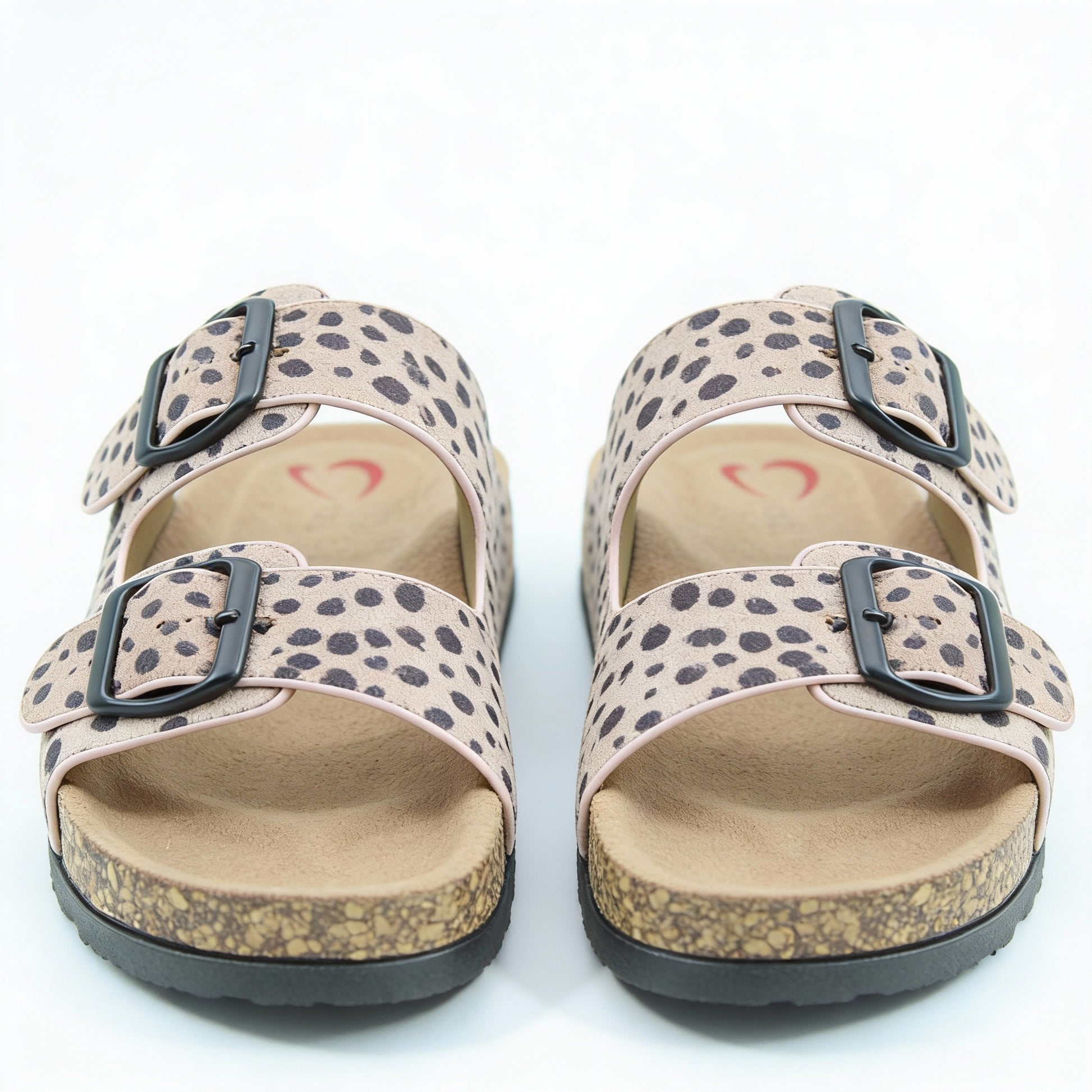 Heavenly Feet HARMONY2 PRINT CHEETAH Womens Mules Sandals Dusty Pink/Black