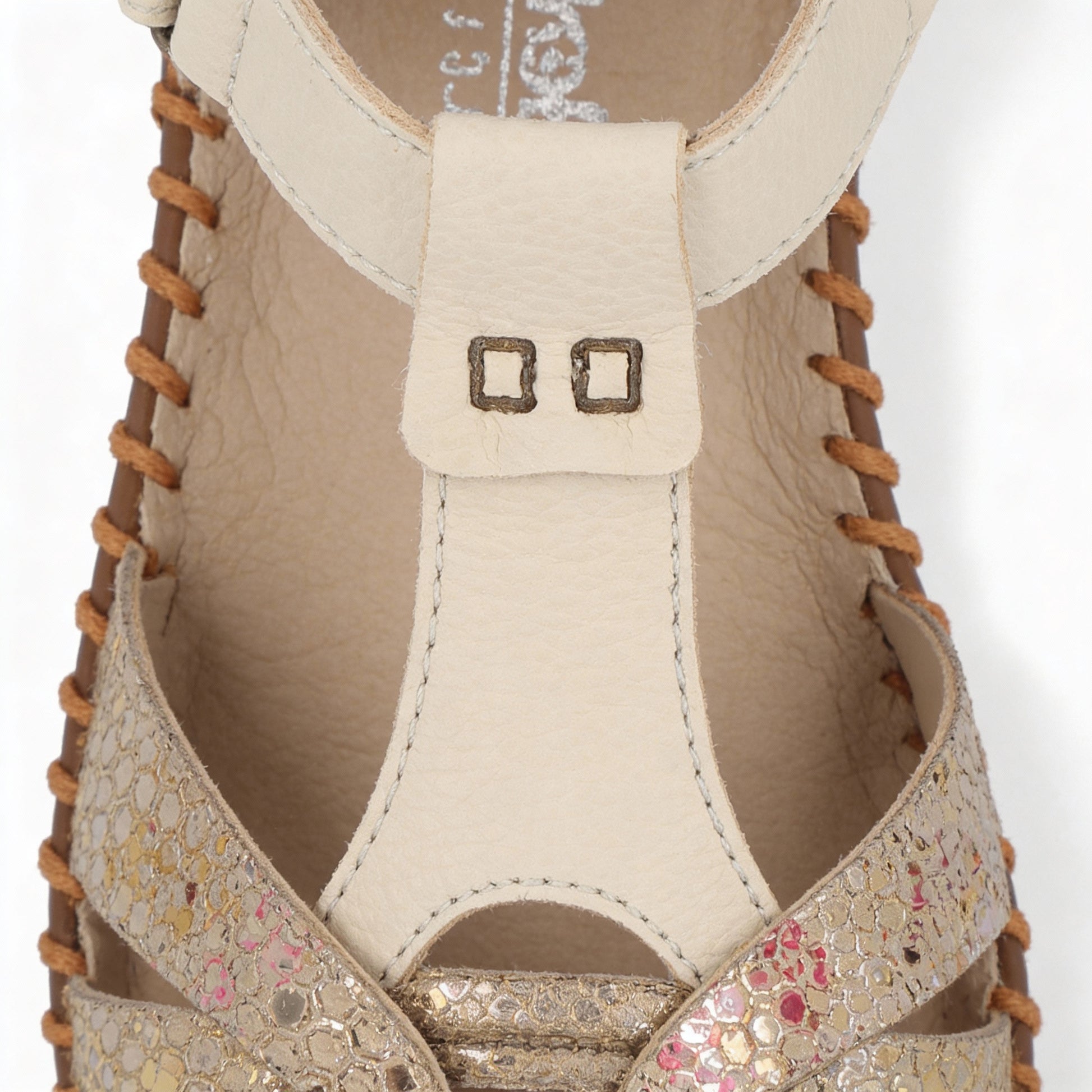 Rieker M1655 Womens Ankle Strap Sandals Cream
