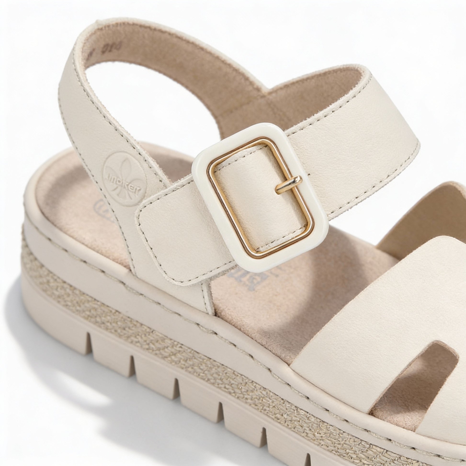 Rieker V4952 Womens Ankle Strap Sandals Beige