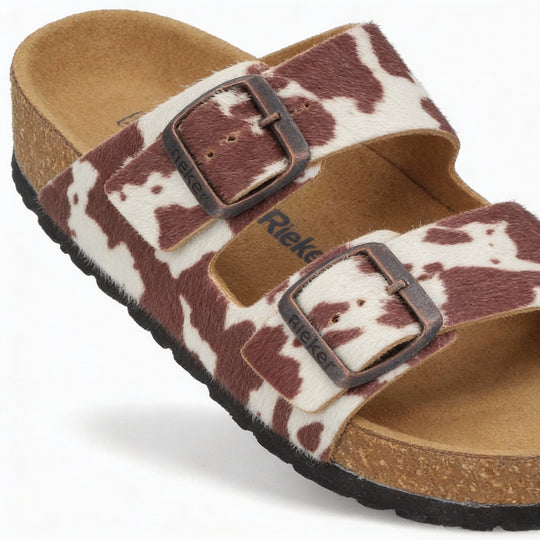 Rieker V6391 Womens Sliders Cow Print