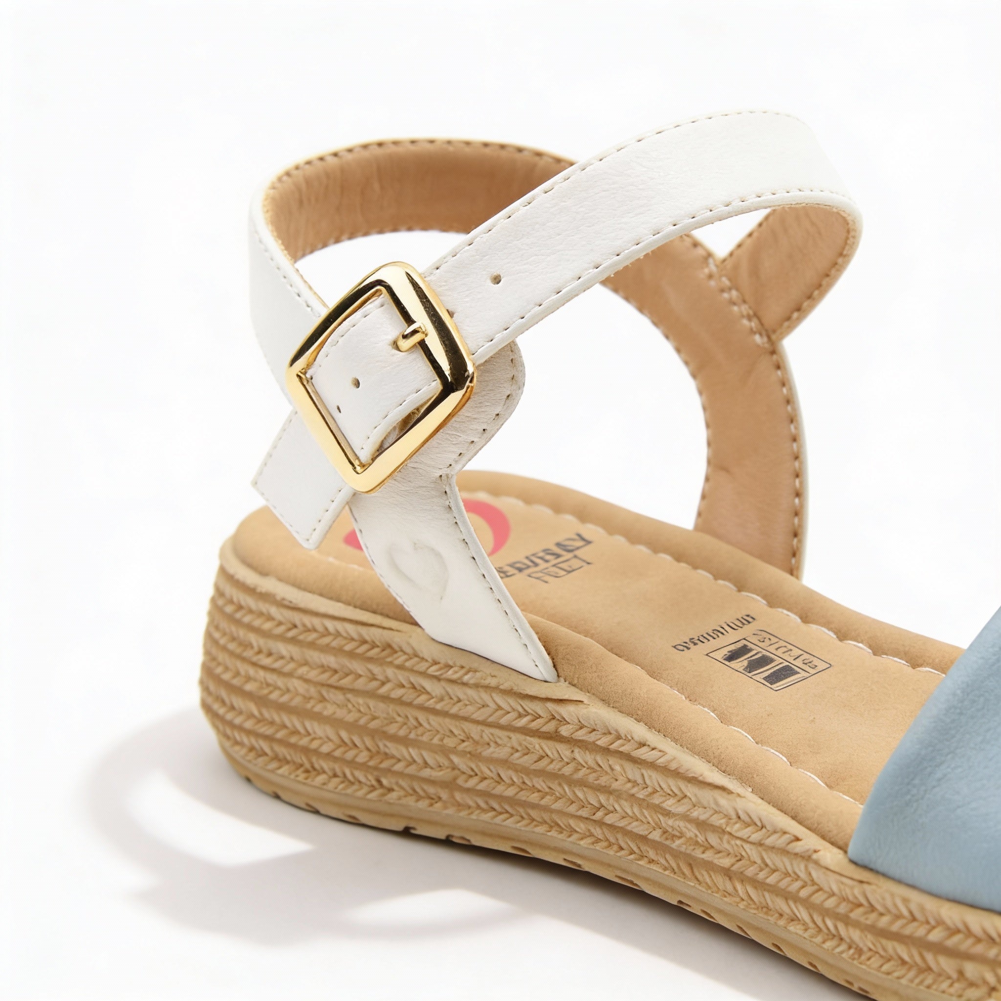 Heavenly Feet SARA Womens Platform  Sandals Blue/White
