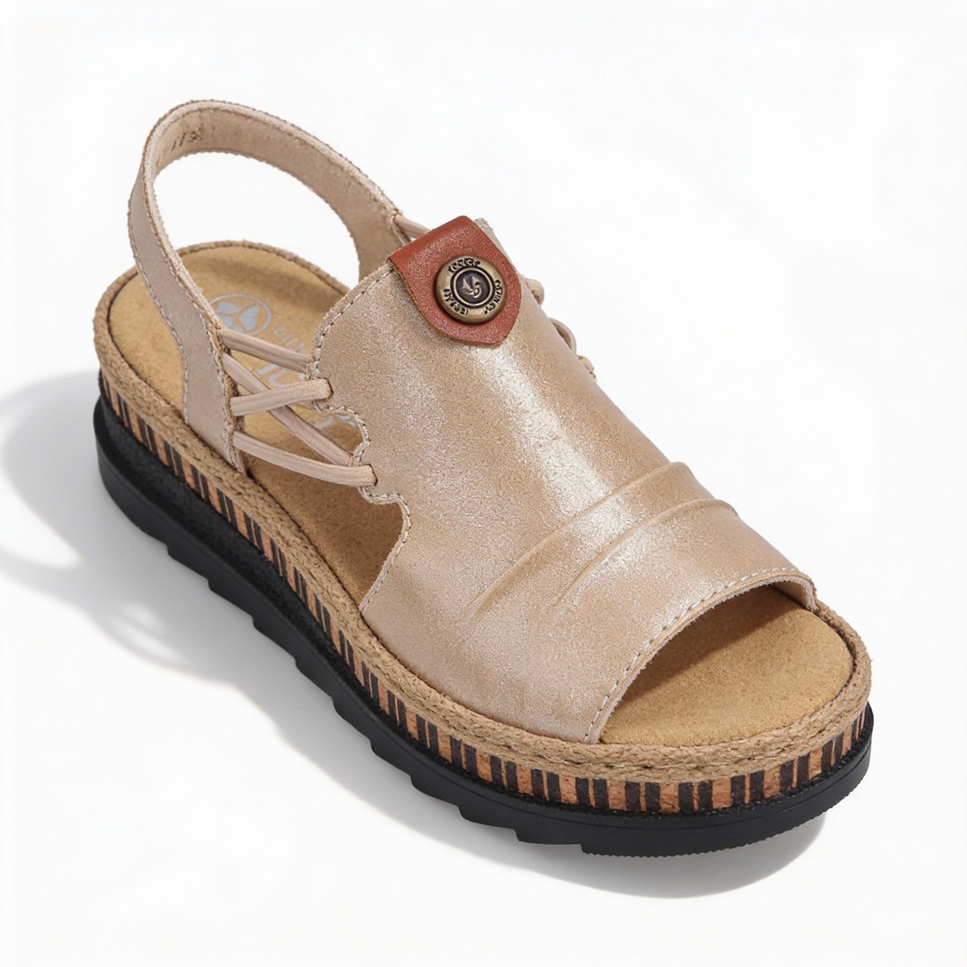 Rieker V7972-60 Womens Slingback Sandals Beige