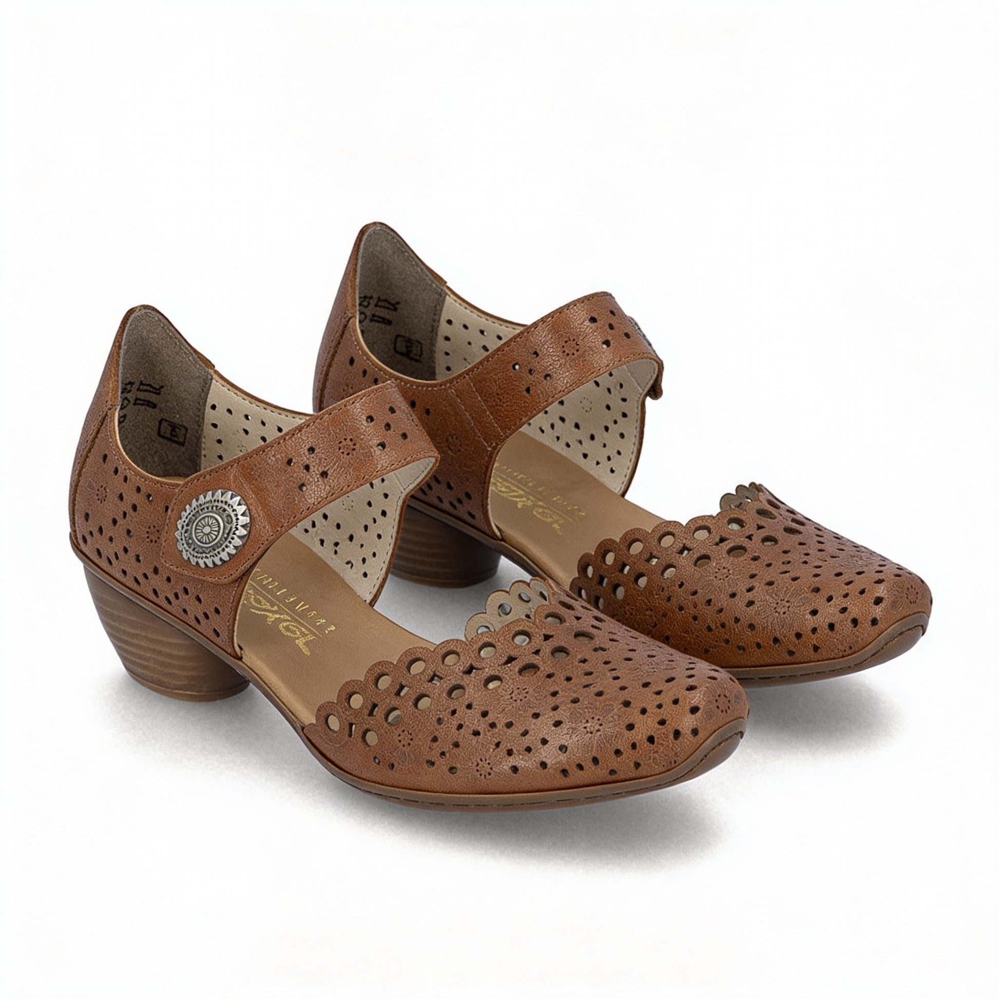 Rieker MIRJAM 43753-22 Womens Ankle Strap Sandals Tan