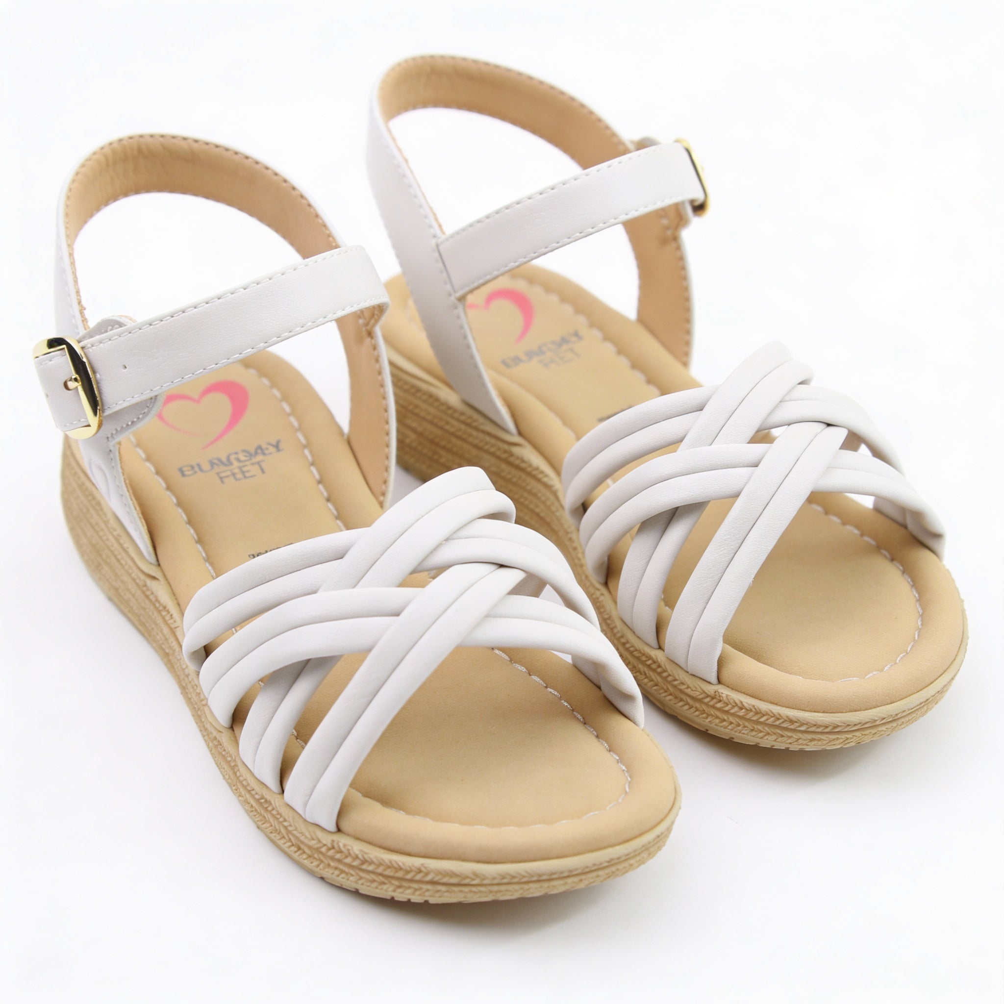 Heavenly Feet SYMPHONY Womens Ankle Strap Sandals Stone