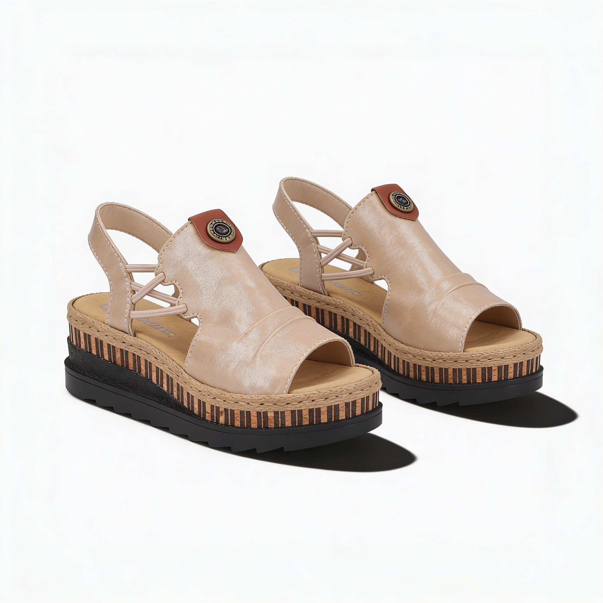 Rieker V7972-60 Womens Slingback Sandals Beige