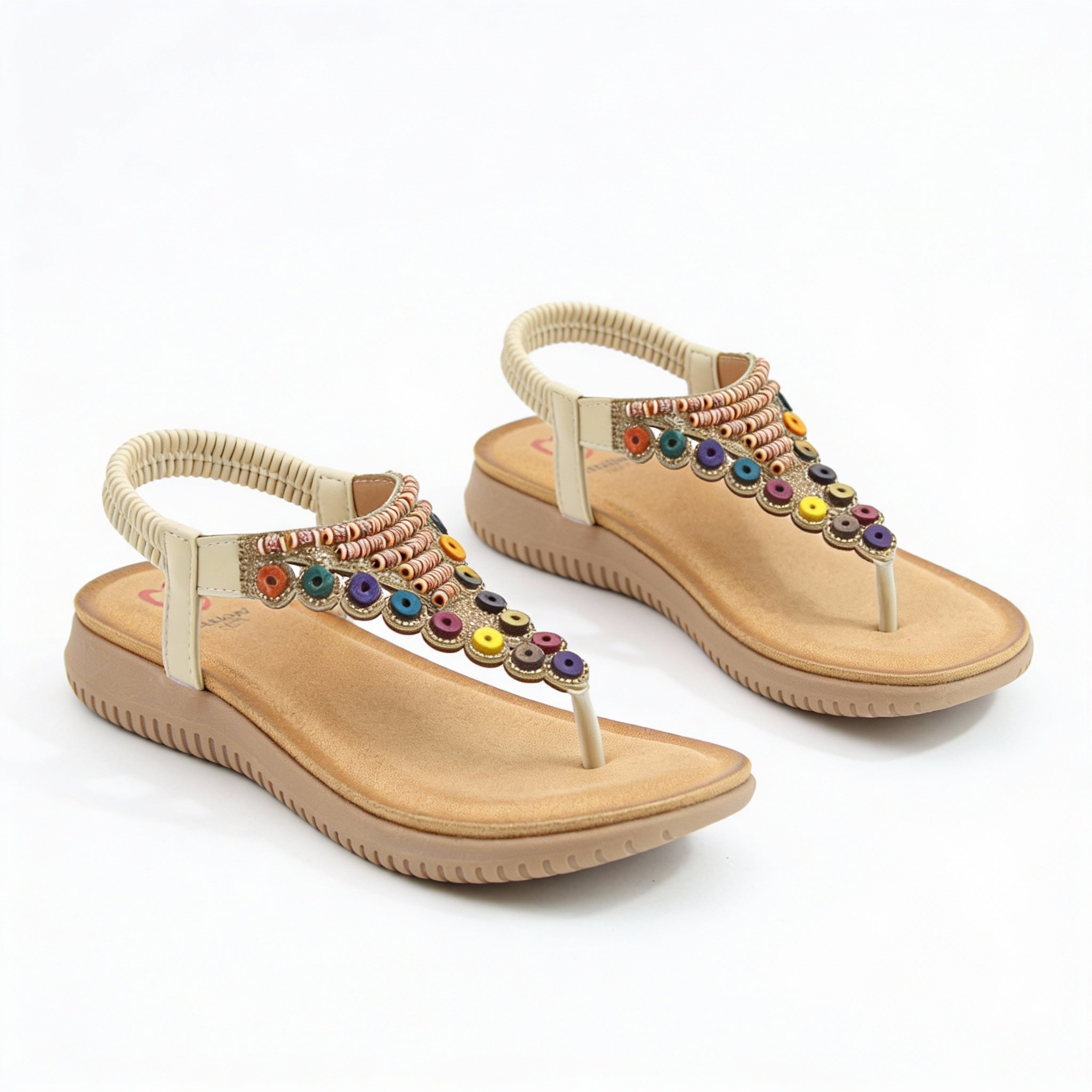 Heavenly Feet RADIANCE Womens Toe-Post Sandals Beige