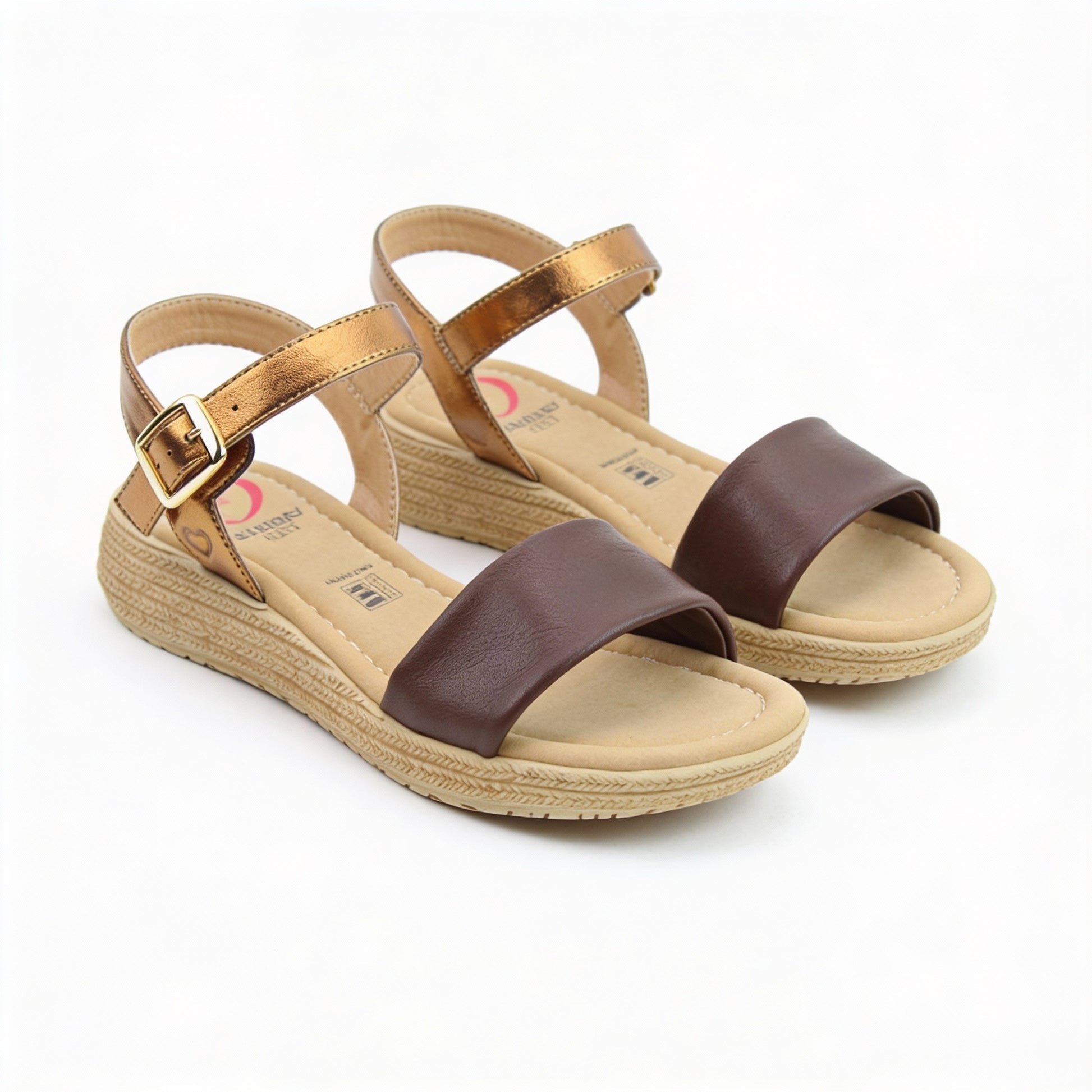 Heavenly Feet SARA Womens Platform  Sandals Chocolate Bronze