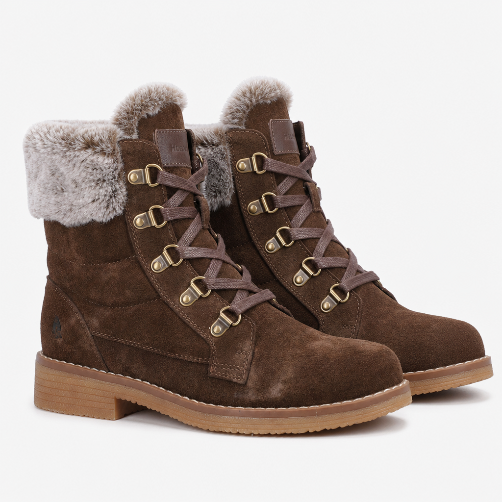 Hush Puppies Florence Wide Fit Boot Womens Ankle Boots Chocolate