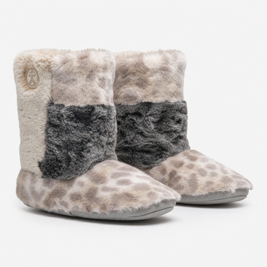 Bedroom Athletics FLORENCE Womens Slipper Boots Patchwork Grey Leopard