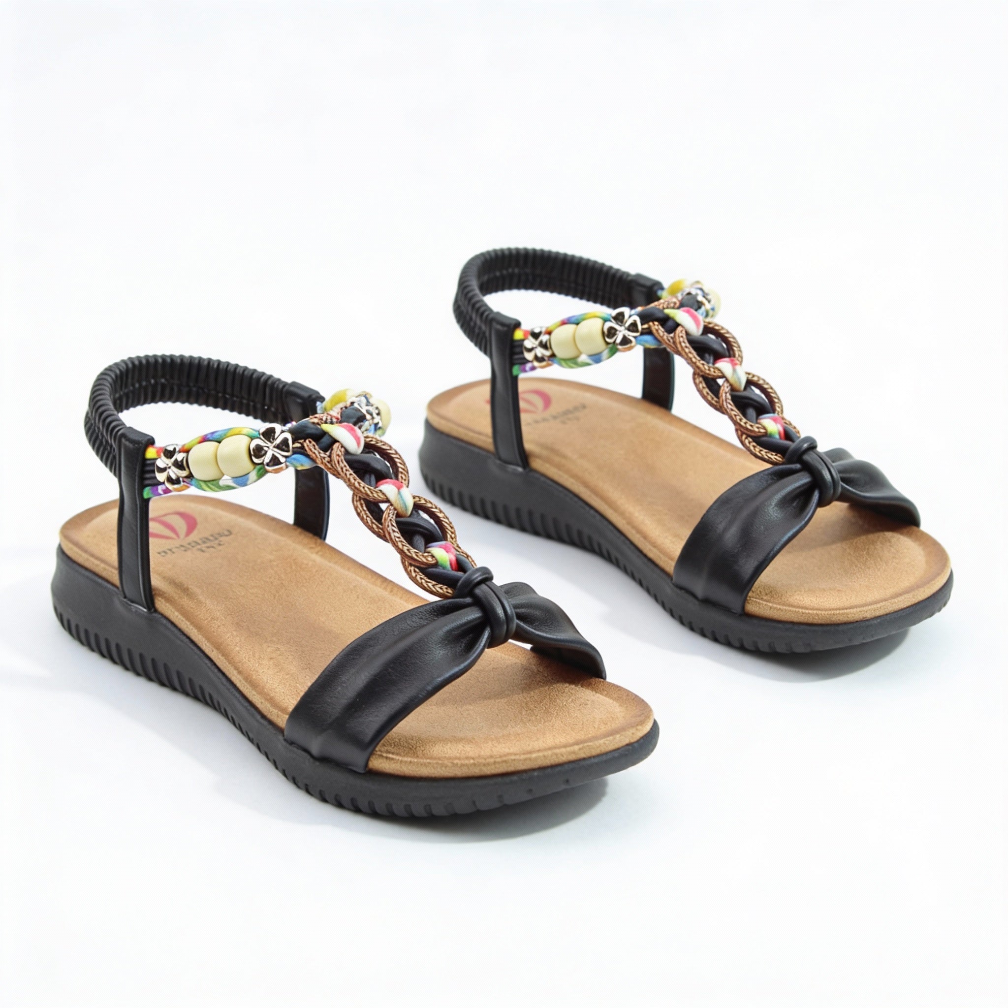 Heavenly Feet BRIGHT Womens Slingback Sandals Black