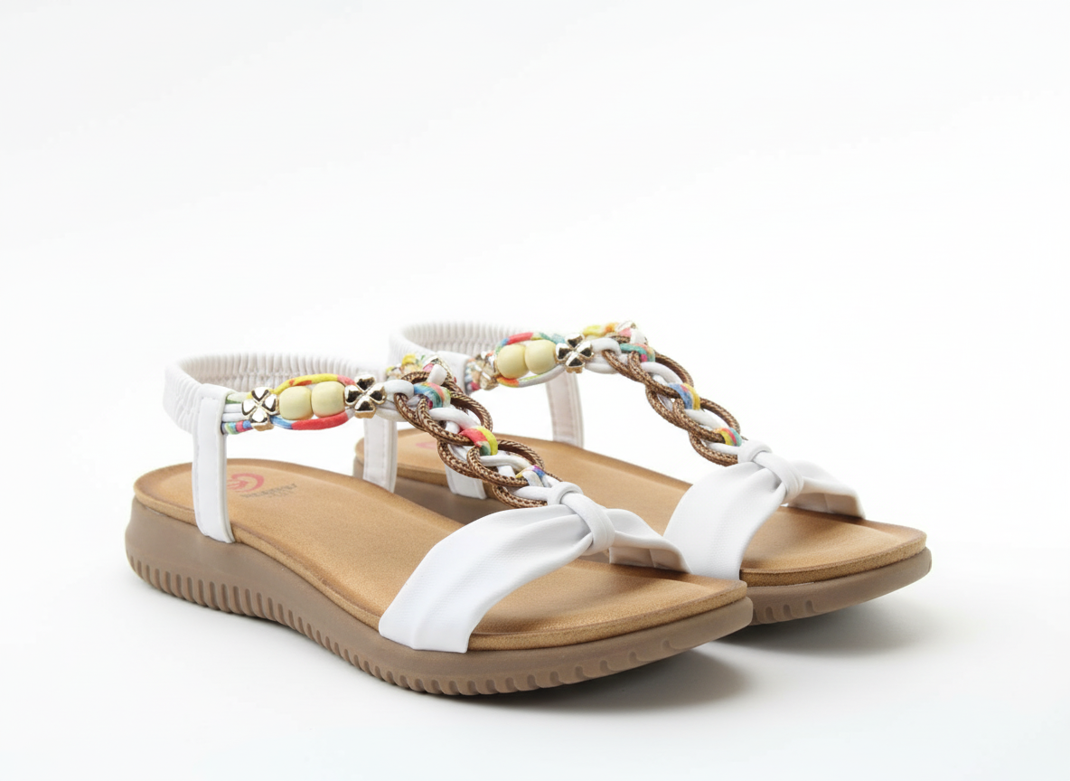 Heavenly Feet BRIGHT Womens Slingback Sandals White
