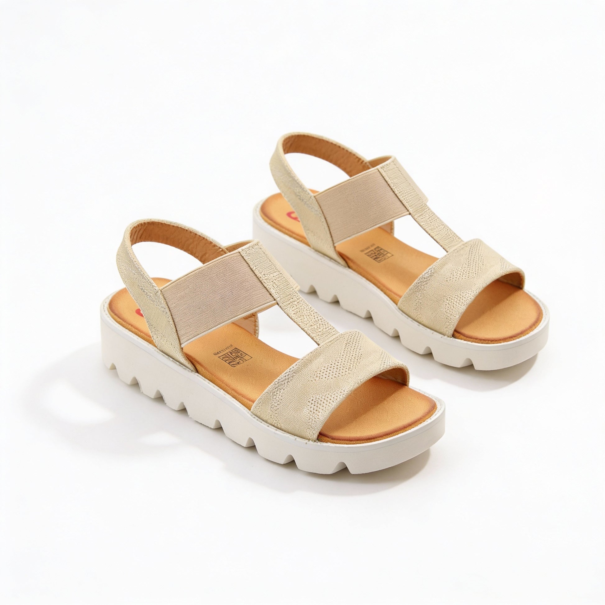 Heavenly Feet RITZ SHIMMER Womens Slingback Sandals Beige/Gold