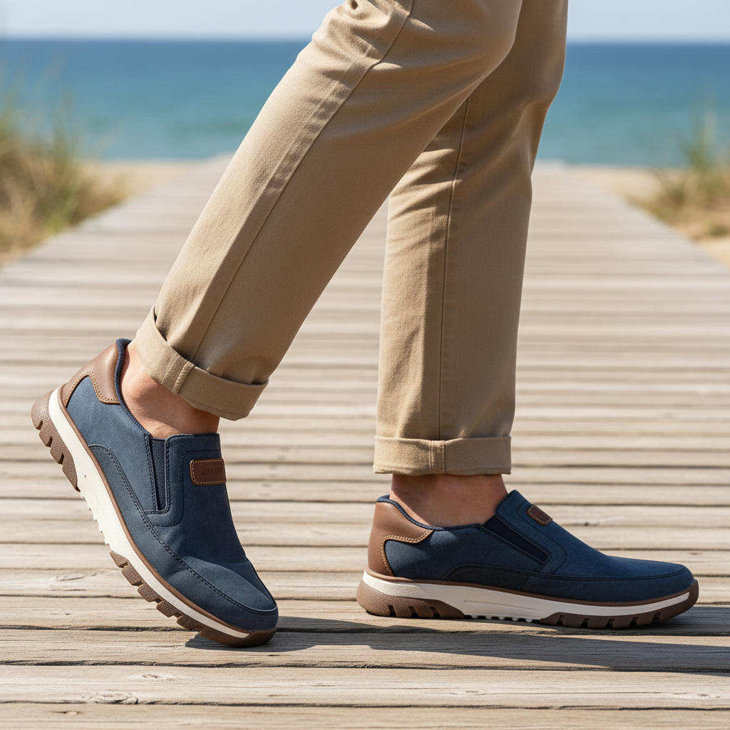 Rieker STAN Mens Slip-On Trainers Blue