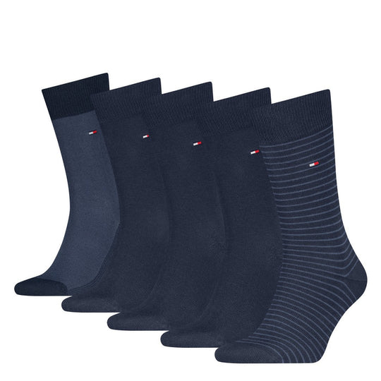 Tommy Hilfiger 5 Pack Giftbox Stripe Mens Crew Socks Navy