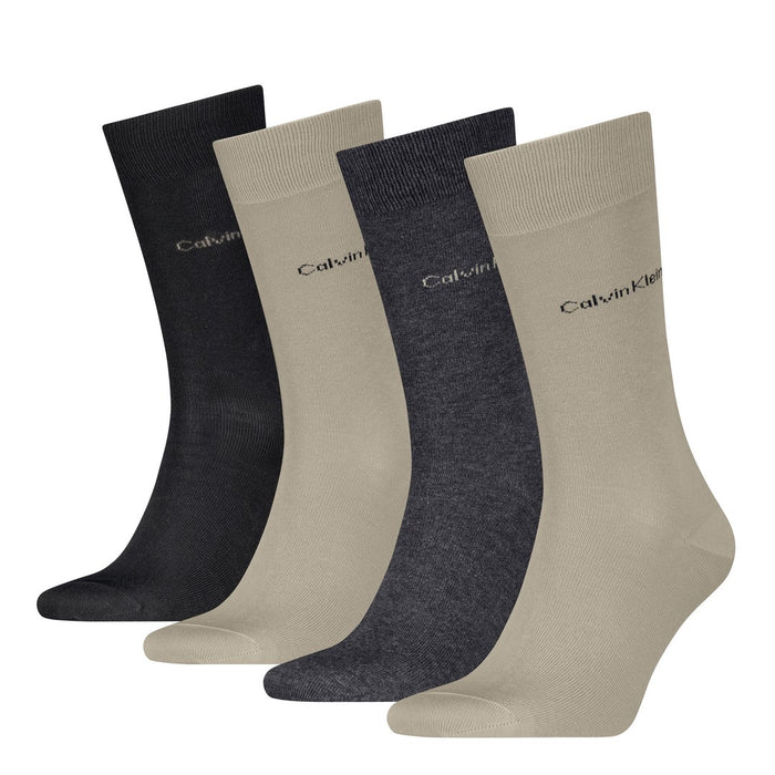 Calvin Klein 4 Pack Giftbox Classic Mens Crew Socks Beige
