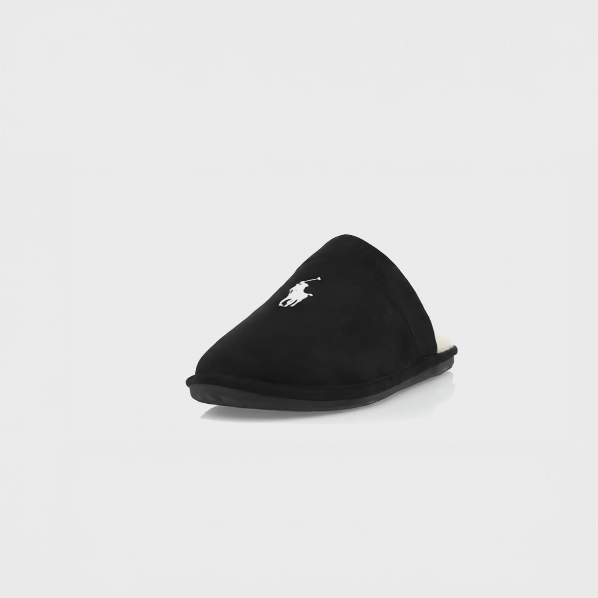 Polo Ralph Lauren KLARENCE Mens Mule Slippers Blackwatch/Cream side view with logo