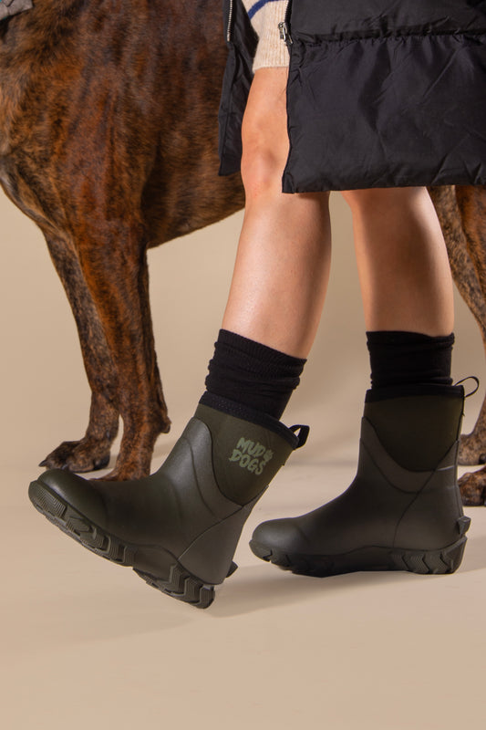 Mud Dogs RUTLAND SHORT Unisex Neoprene Wellington Boots Olive