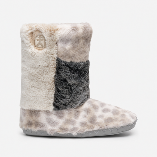 Bedroom Athletics FLORENCE Womens Slipper Boots Patchwork Grey Leopard