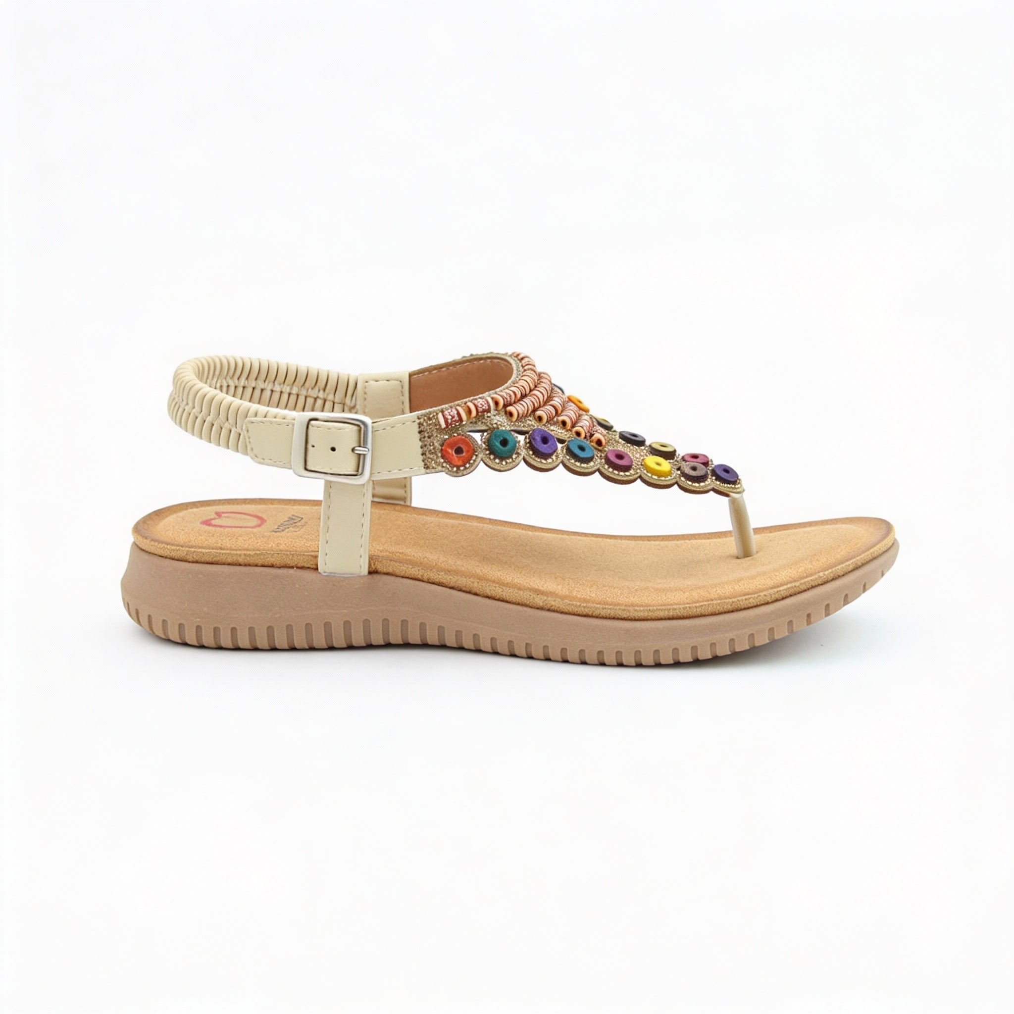 Heavenly Feet RADIANCE Womens Toe-Post Sandals Beige