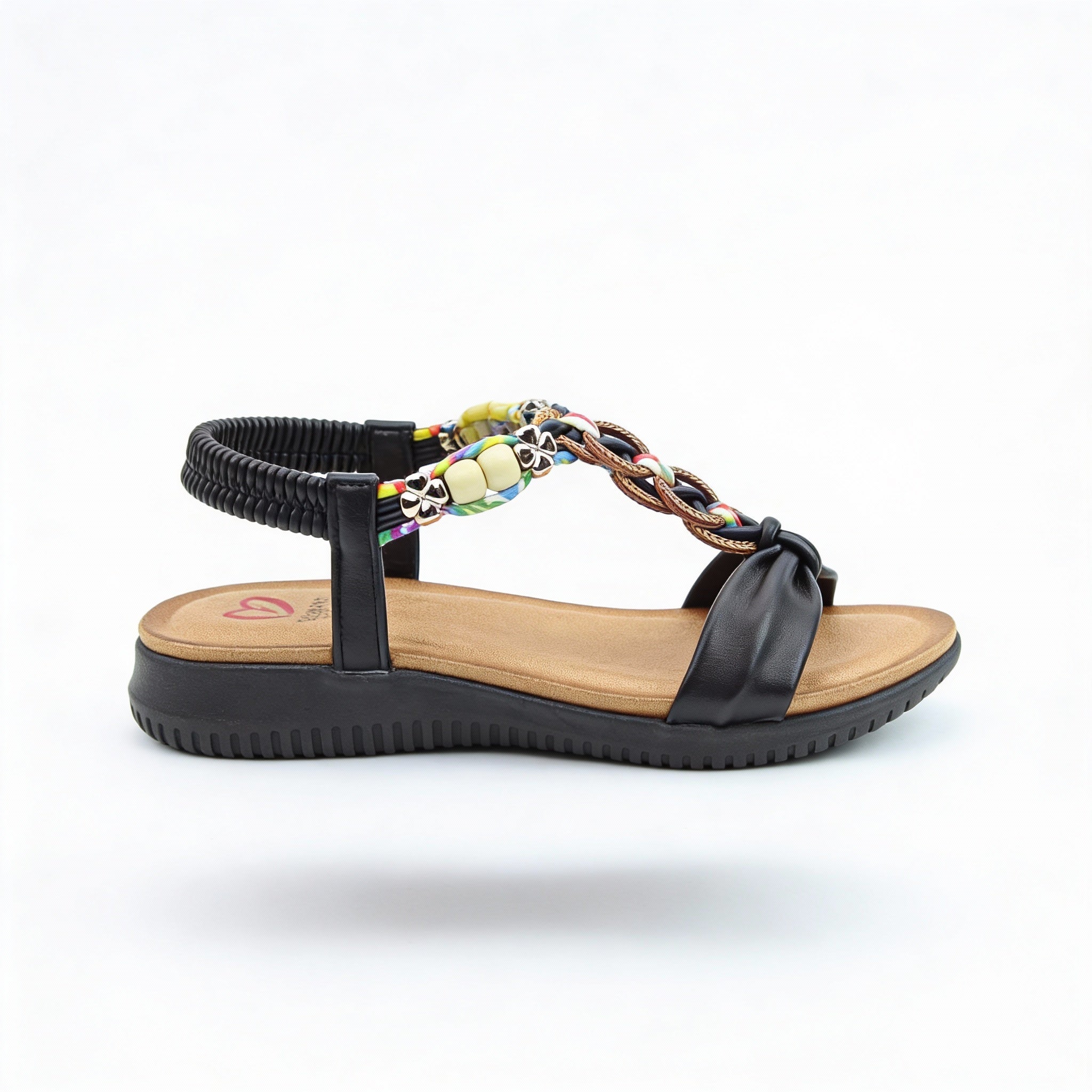 Heavenly Feet BRIGHT Womens Slingback Sandals Black