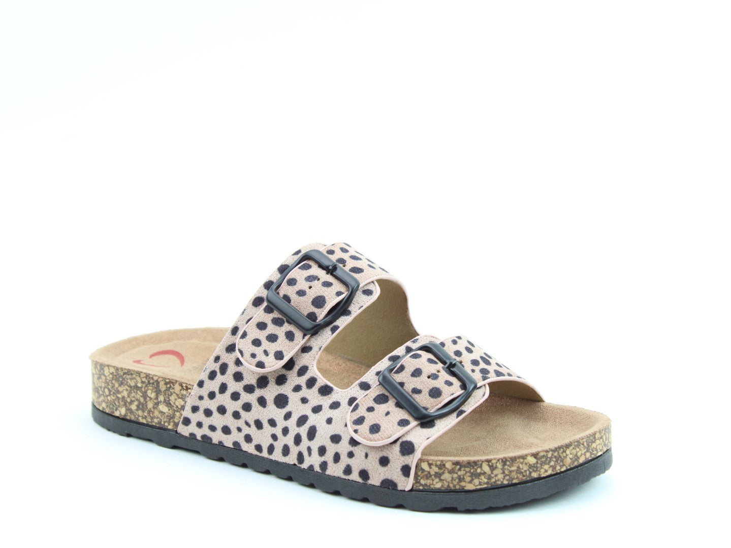 Heavenly Feet HARMONY2 PRINT CHEETAH Womens Mules Sandals Dusty Pink/Black